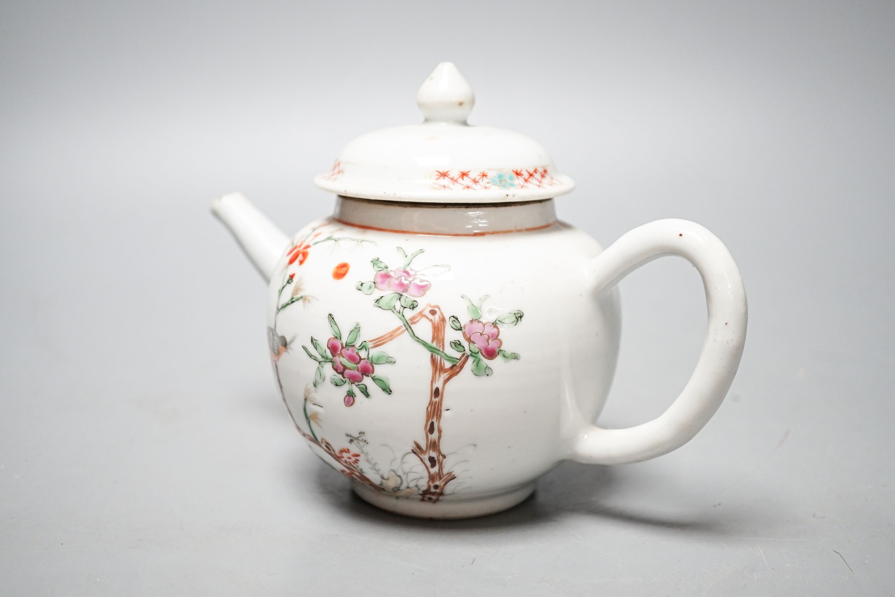 An 18th century Chinese famille rose teapot and associated cover 13cm